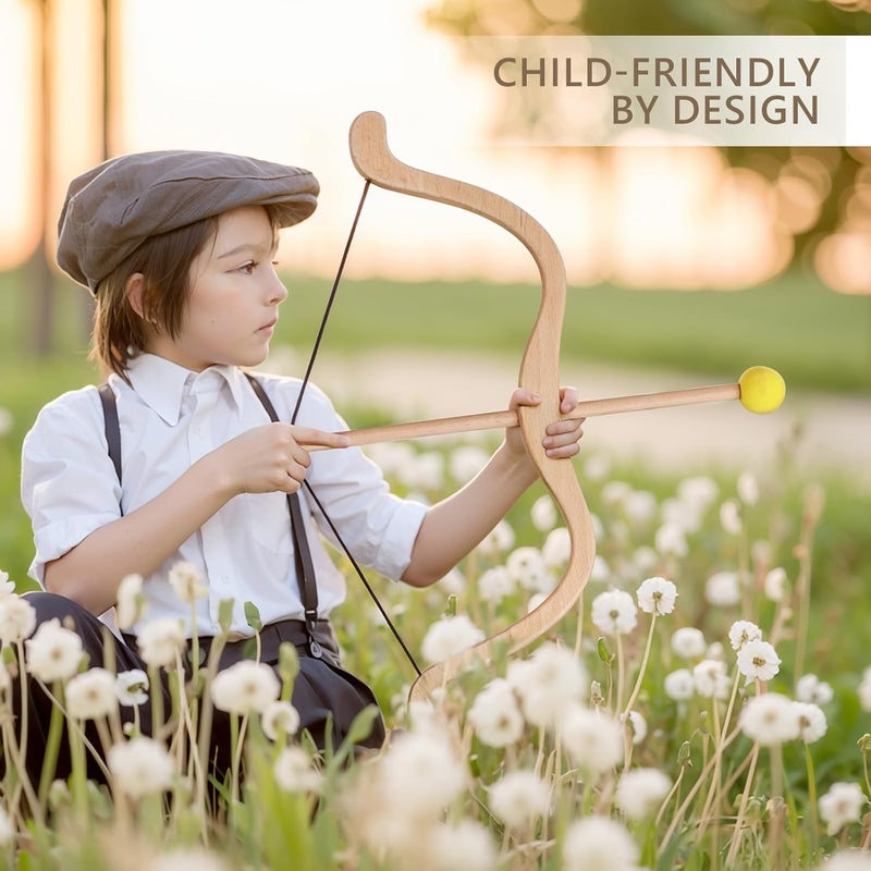 let's make Kids Bow and Arrow Wooden Archery Toy Set for Kids Ages 3+ Bow and Arrow Set Includes 3 Arrows 3 Targets Quiver Indoor and Outdoor Toys for Children Boys Girls - Image 4